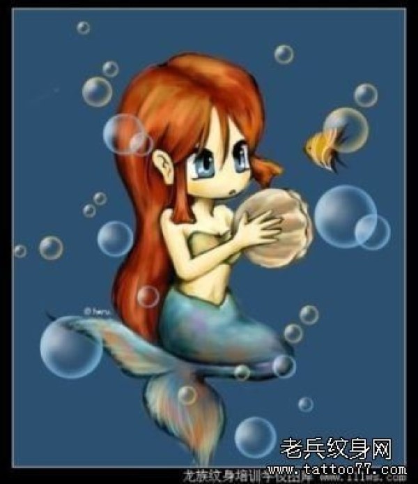 美人鱼纹身手稿作品