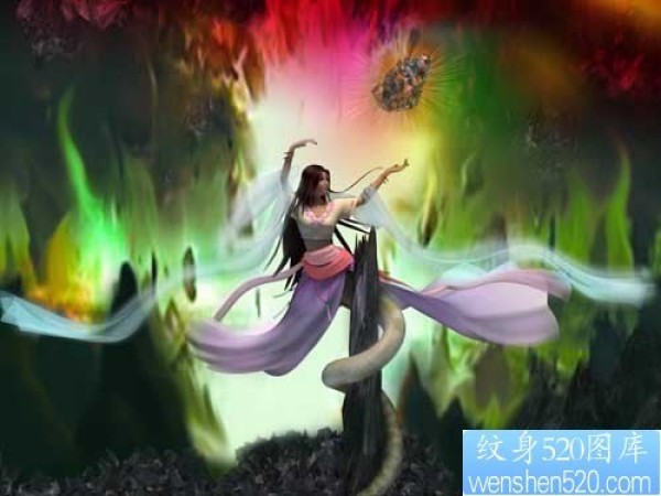纹身520图库推荐一幅女娲纹身手稿图片