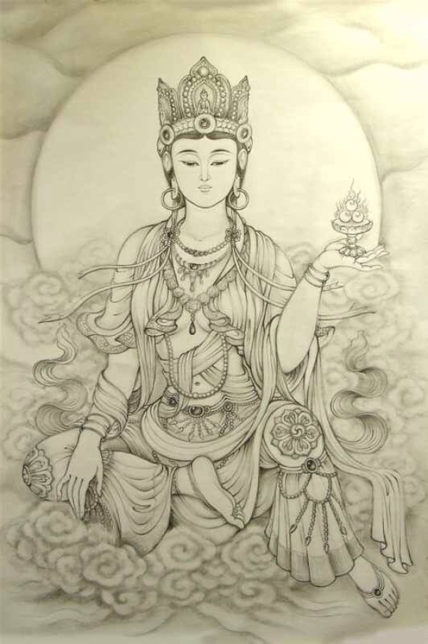 流行潮流的观音纹身手稿