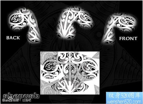 霸气超酷的一幅半甲图腾纹身图片作品
