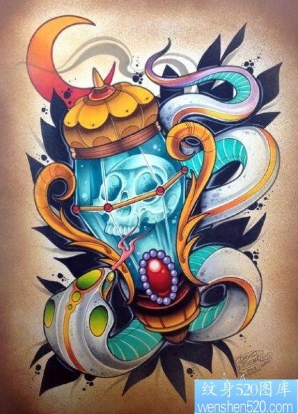 new school tattoo灵魂之灯纹身图片手稿图案