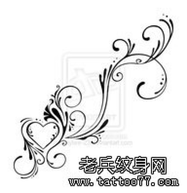 潮流精美的图腾爱心藤蔓纹身图片
