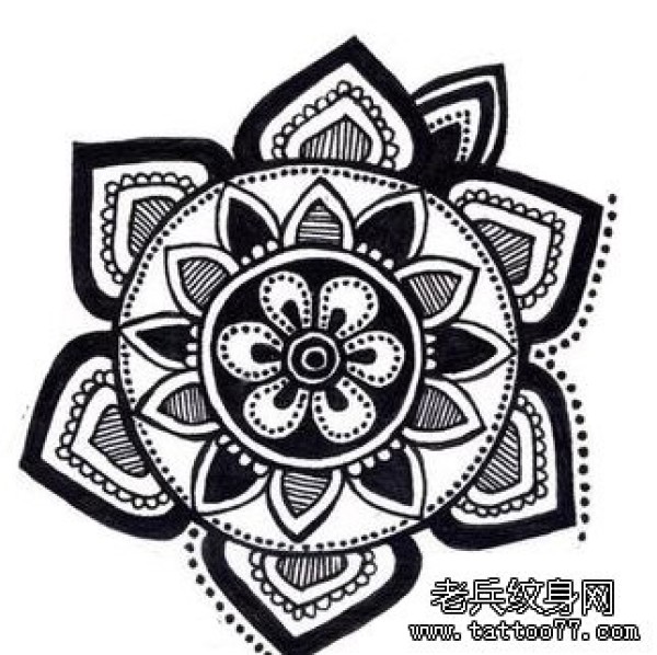 一幅时尚潮流的印度风格的图腾纹身图片