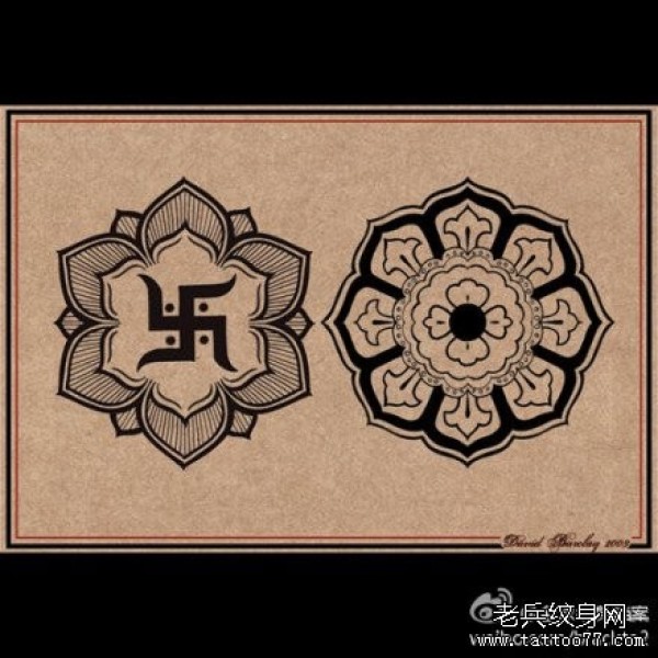 一幅时尚经典的图腾莲花纹身图片