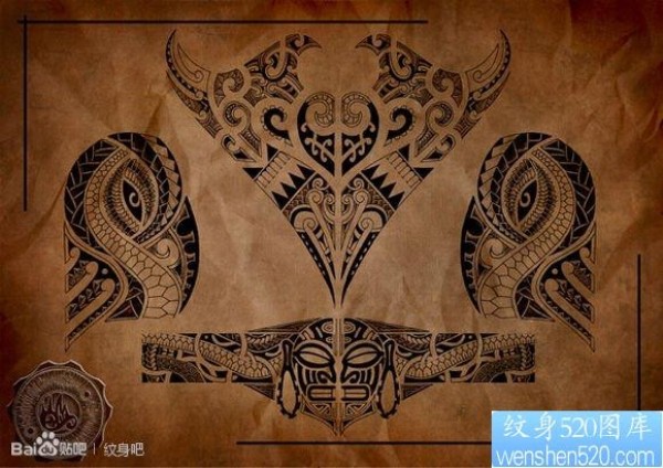 一组时尚超酷的玛雅图腾纹身图片
