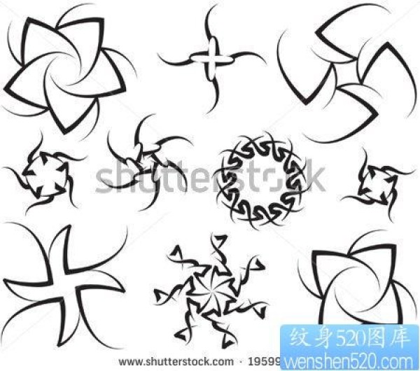 一组潮流漂亮的图腾太阳纹身图片