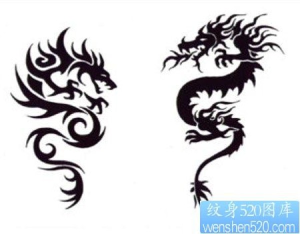 男人喜欢的经典的图腾龙纹身图片