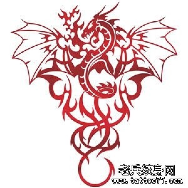 一幅男生喜欢的图腾龙纹身图片