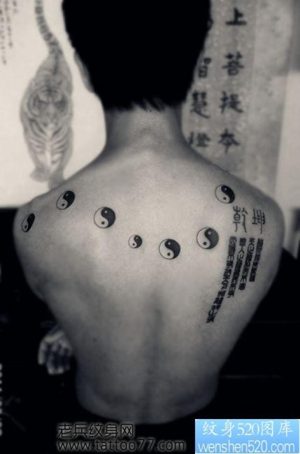 背部图腾八卦北斗七星纹身图片