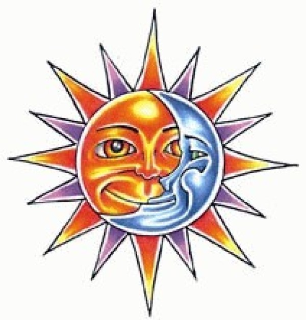 一款时尚潮流的太阳纹身手稿