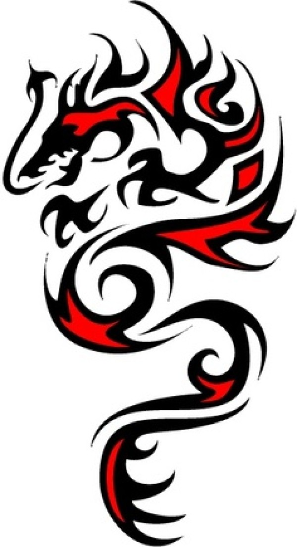 一款经典时尚的图腾龙纹身手稿