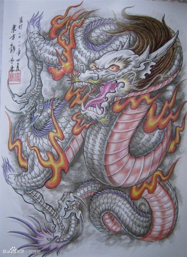 一款男人喜欢的满背龙纹身手稿