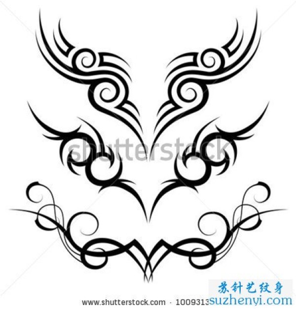 图腾腰花纹身图案手稿