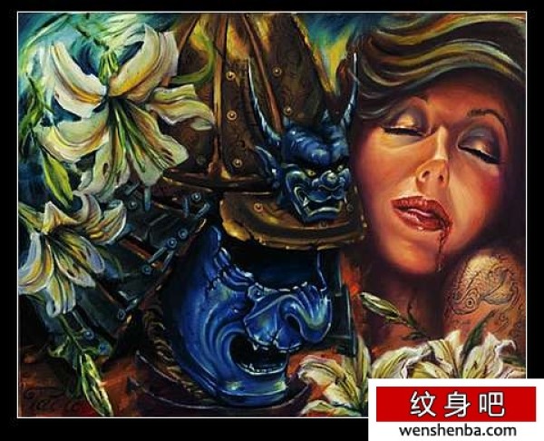 美女与野兽纹身手稿
