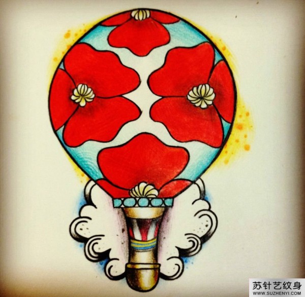 个性创意彩色斯古电灯泡纹身手稿