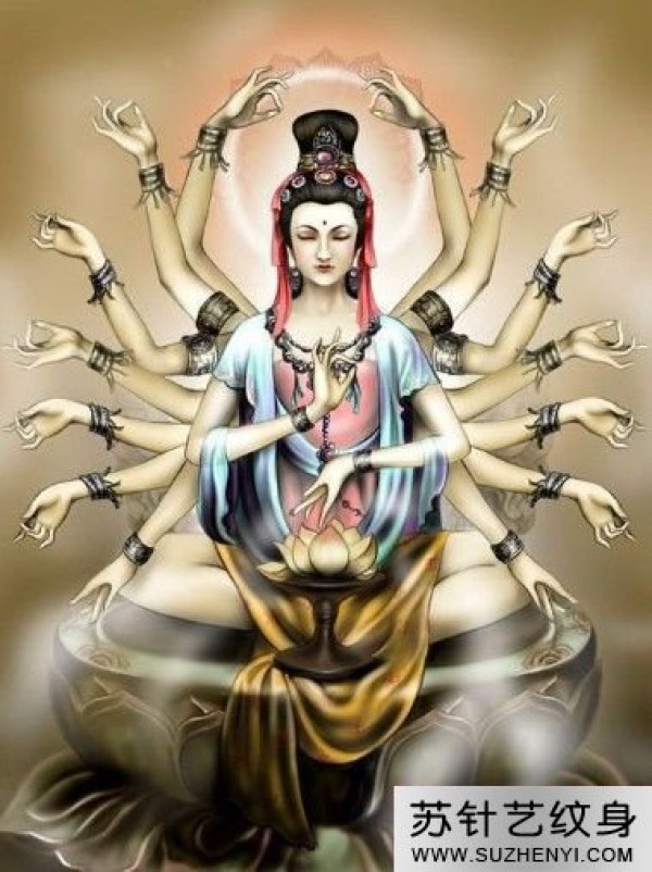 唯美的千手观音纹身手稿