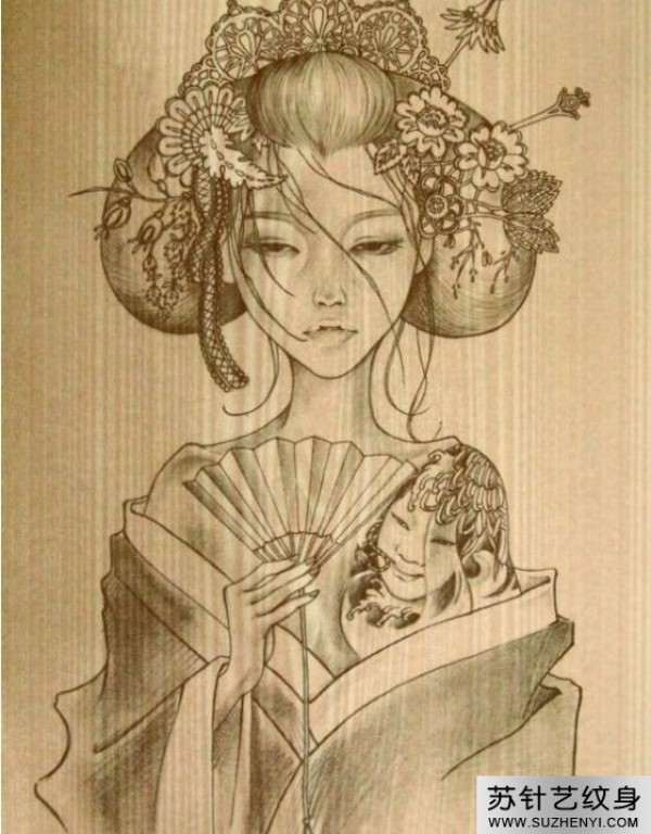 日本艺妓纹身手稿