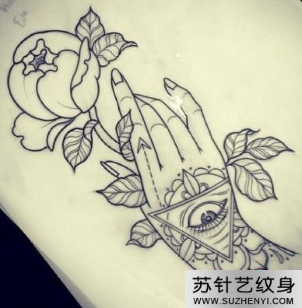时尚个性创意设计手拿花纹身手稿