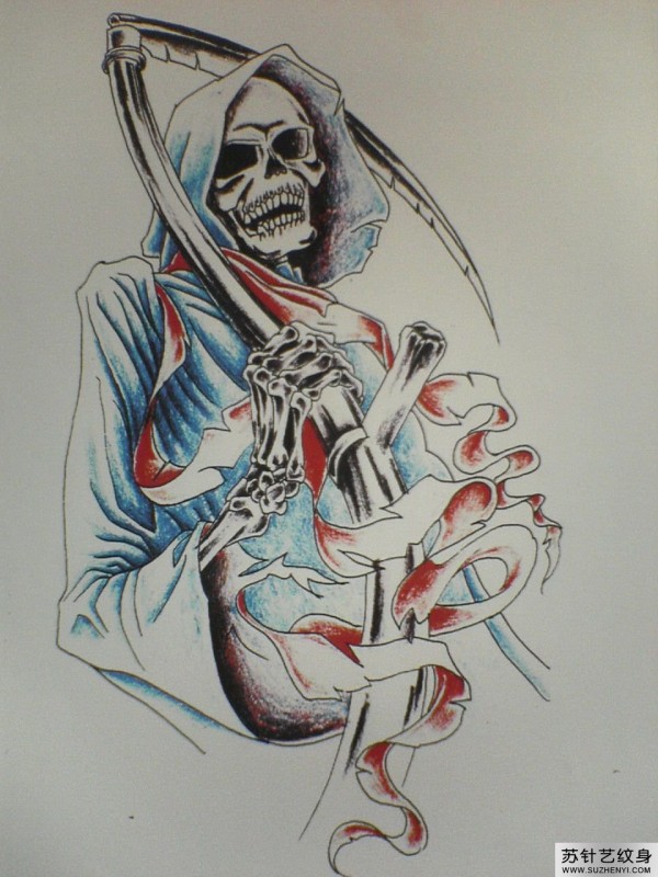 恐怖死神纹身手稿