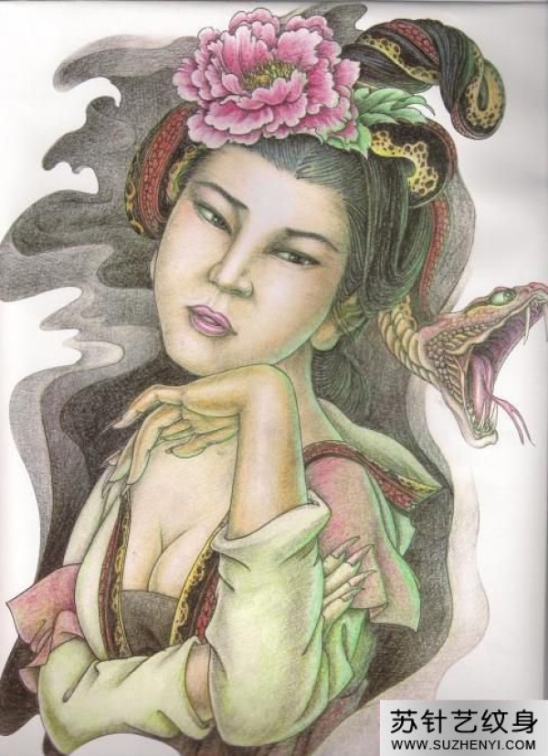 性感古代美女纹身手稿
