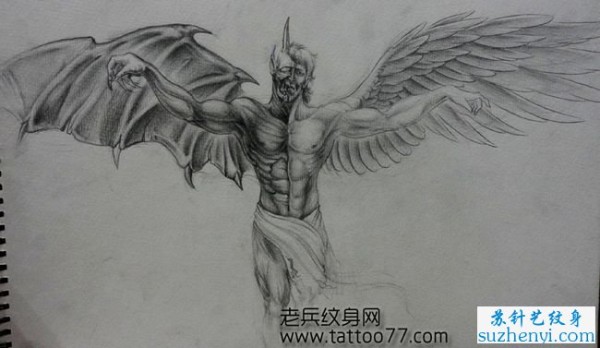 天使恶魔纹身手稿