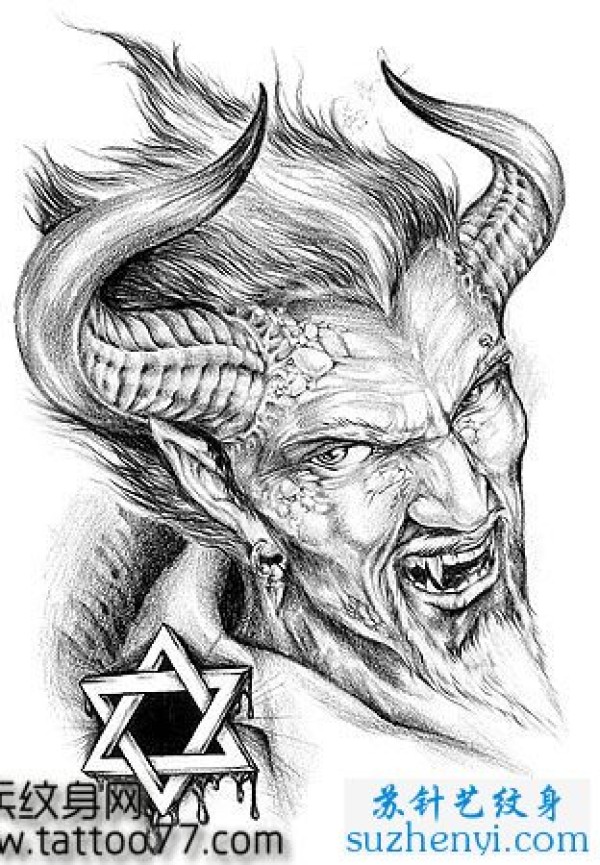 欧美六芒星恶魔纹身手稿
