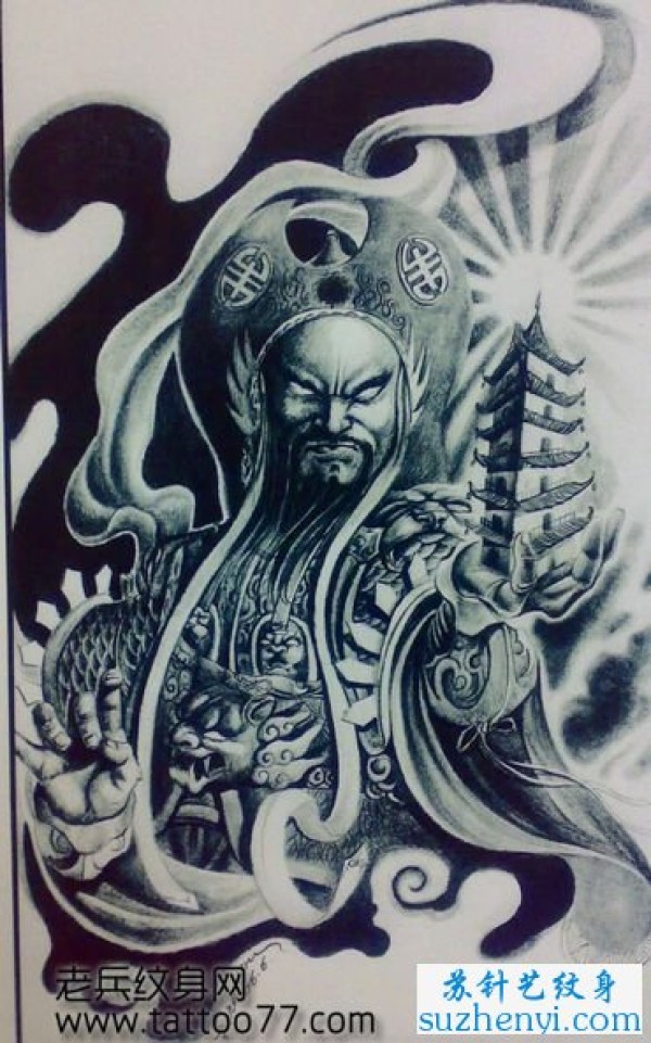 托塔天王李靖纹身手稿