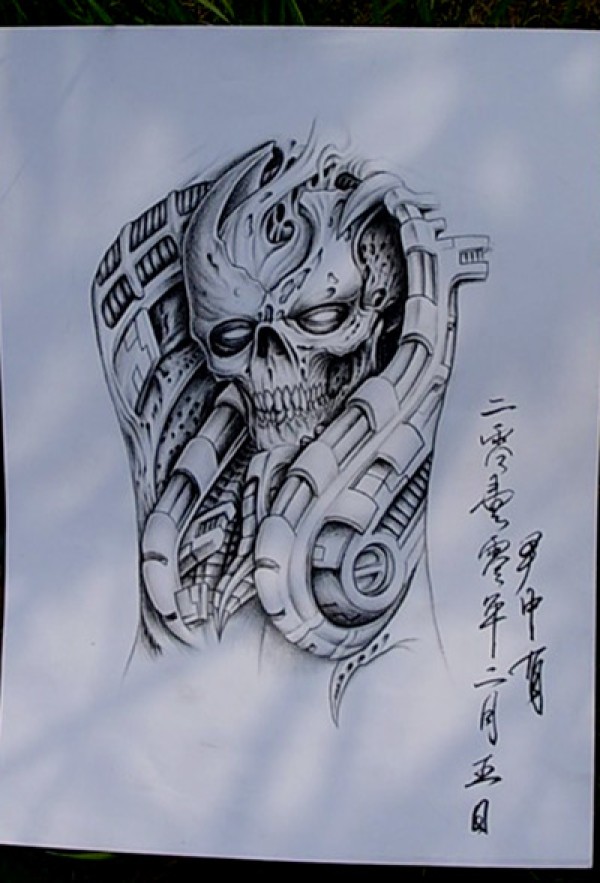 魔界手稿 满背机械骷髅