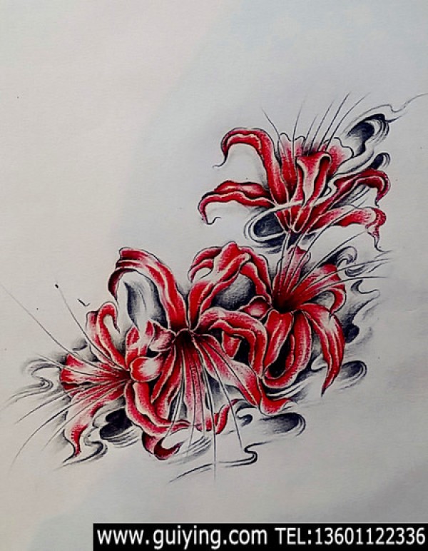彼岸花纹身手稿
