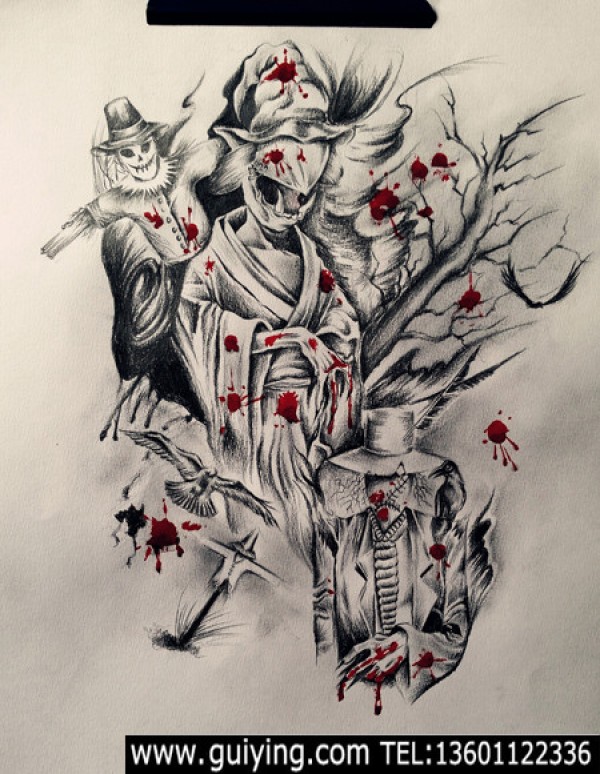 稻草人纹身手稿