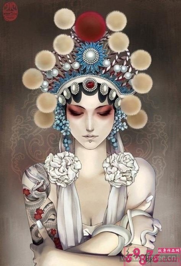 花旦时尚纹身手稿