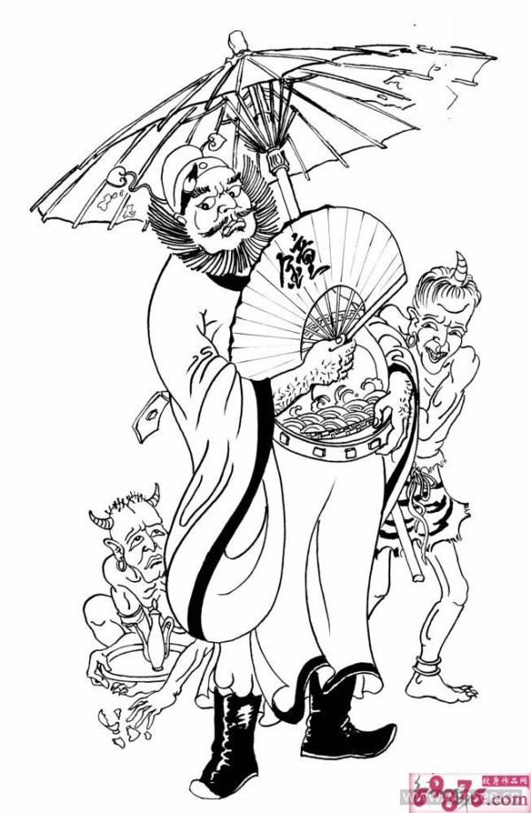 钟馗纹身手稿