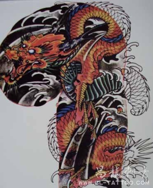 福州半胛龙纹身手稿_传统大图