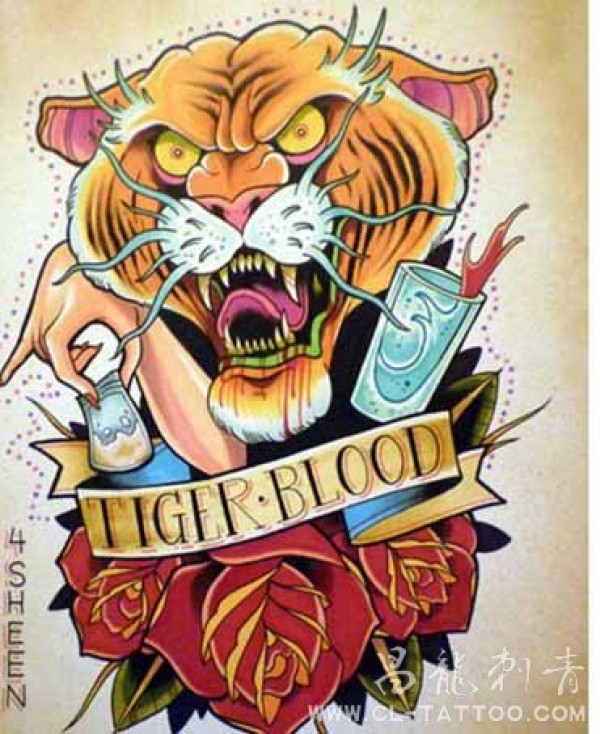 福州老虎纹身虎头纹身图案福州old school纹身_经