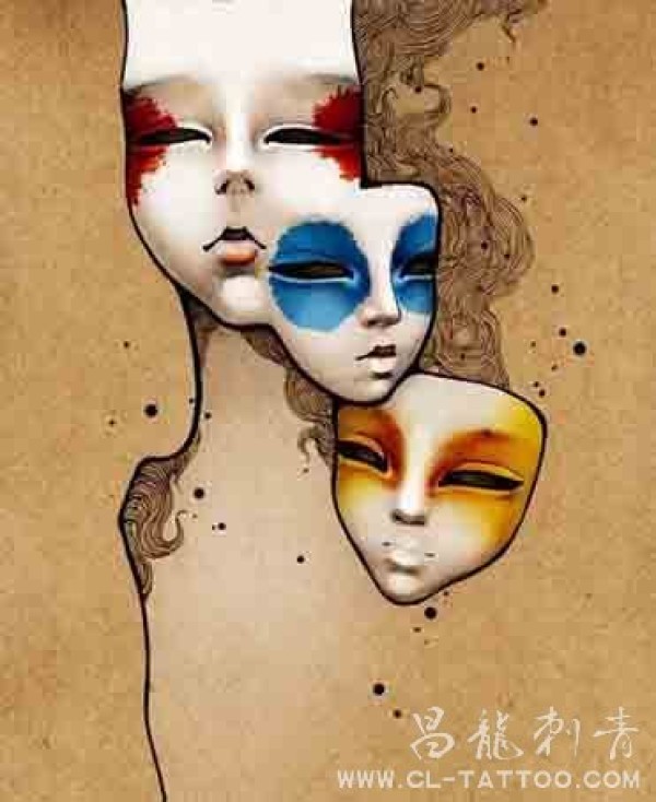 个性文身福州面具纹身女人纹身图_经典小图