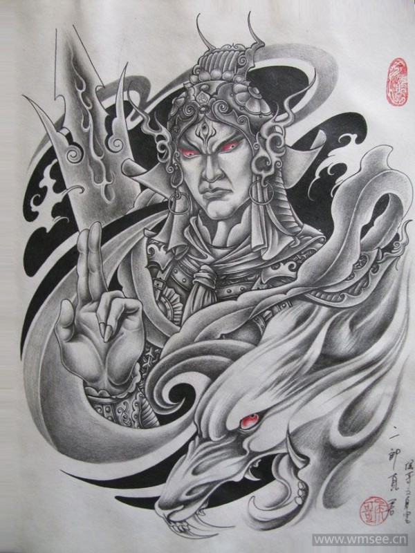 二郎神纹身手稿