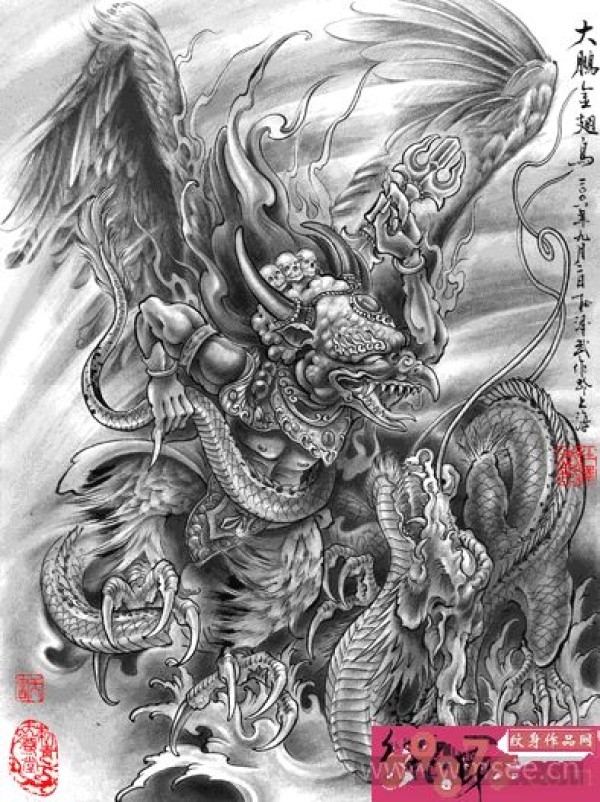纹身手稿金翅鸟