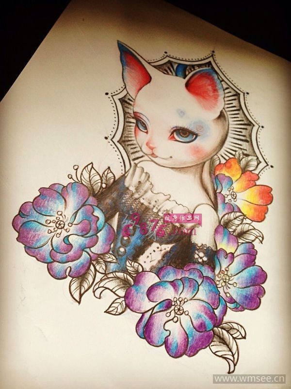 猫女王纹身手稿