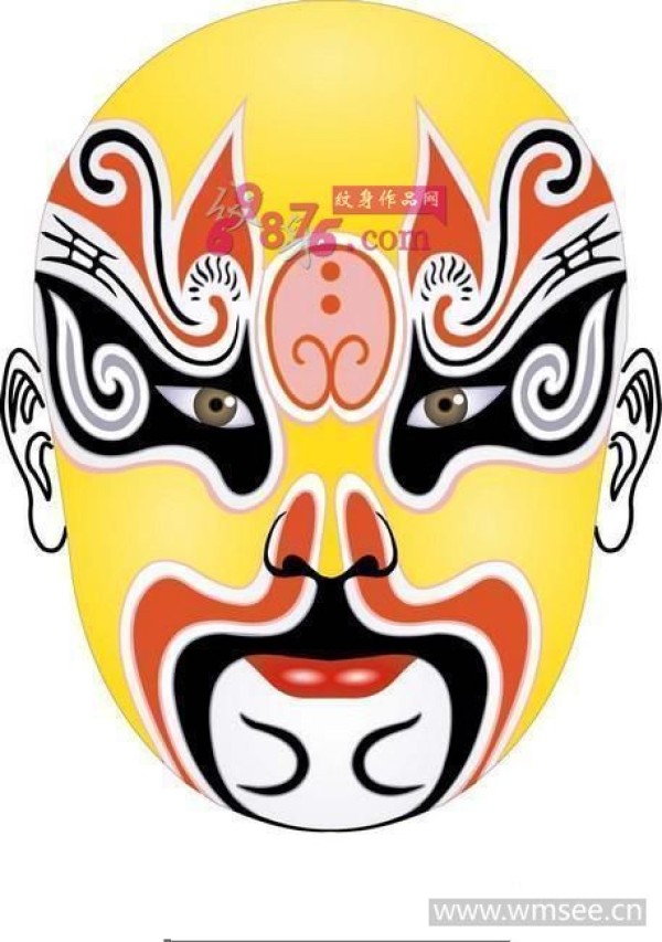中国传统京剧脸谱纹身手稿
