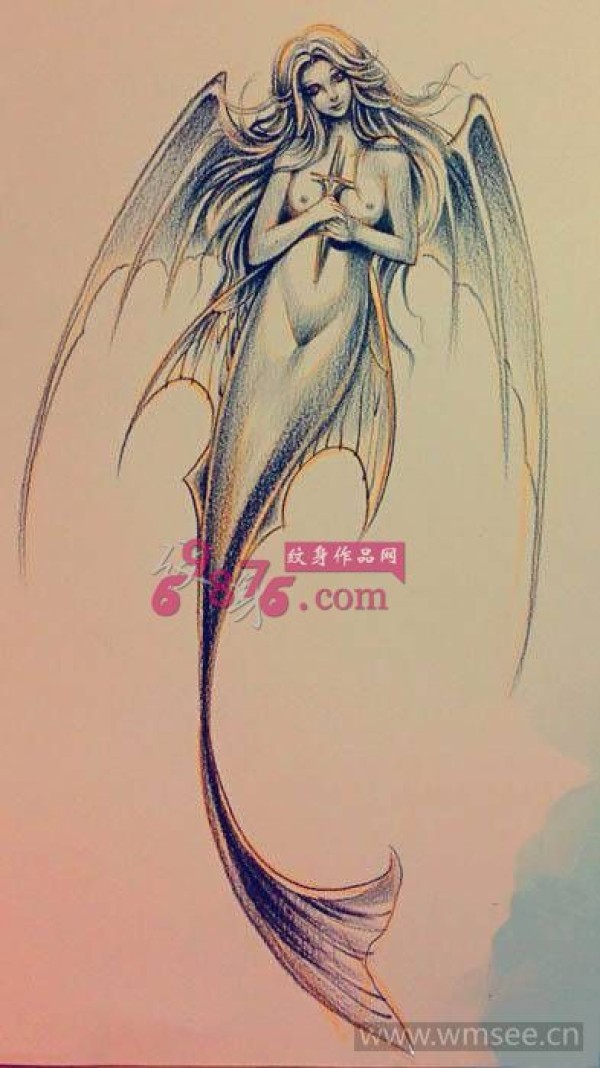 美人鱼纹身手稿