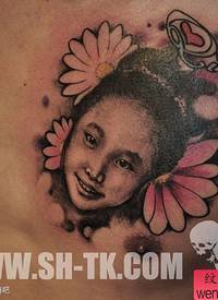 胸部可爱宝贝女儿图像纹身图案