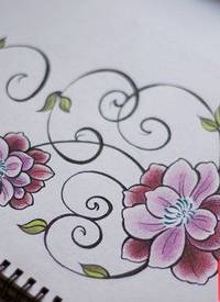 纹身图吧分享一张花与藤纹身图案