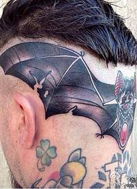 一款头部school 蝙蝠纹身图案