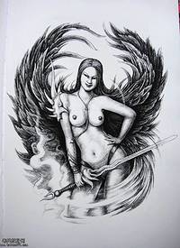 一款漂亮的天使纹身图案由纹身图吧给大家