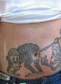 男生肚挤超具个性调皮猴子纹身图