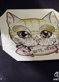 猫咪鱼纹身手稿图案