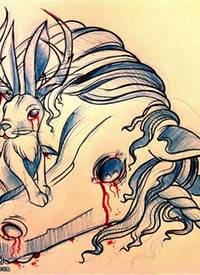 独角兽兔子纹身手稿图片