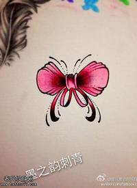 彩色小清新蝴蝶结纹身手稿图片
