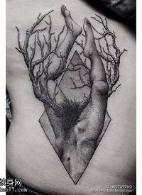 腹部抽象派纹身图案
