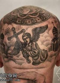 头上的天使纹身图案